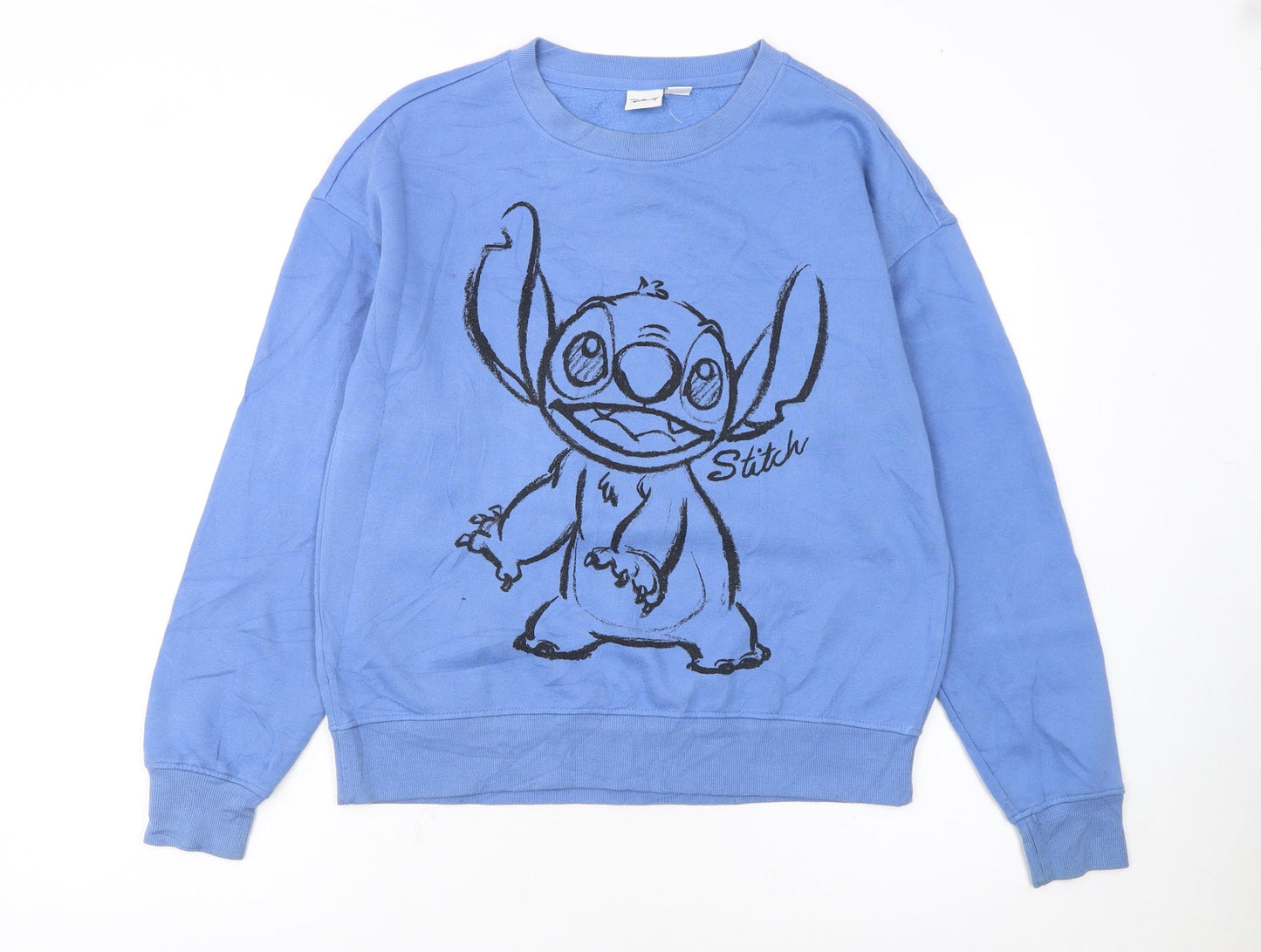 Disney Women Blue Stitch Sweatshirt XS Cotton Pullover