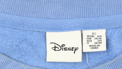 Disney Women Blue Stitch Sweatshirt XS Cotton Pullover