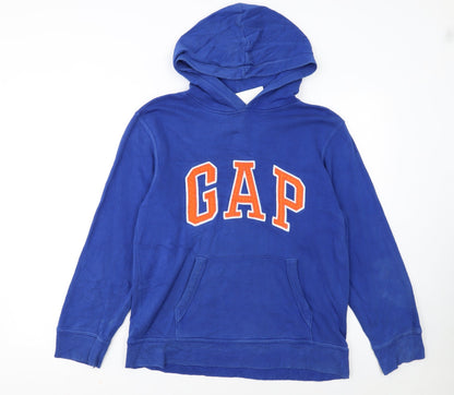 GAP Kids Boys Blue Pullover Hoodie Size 14-16 Cotton Blend Logo Sweatshirt