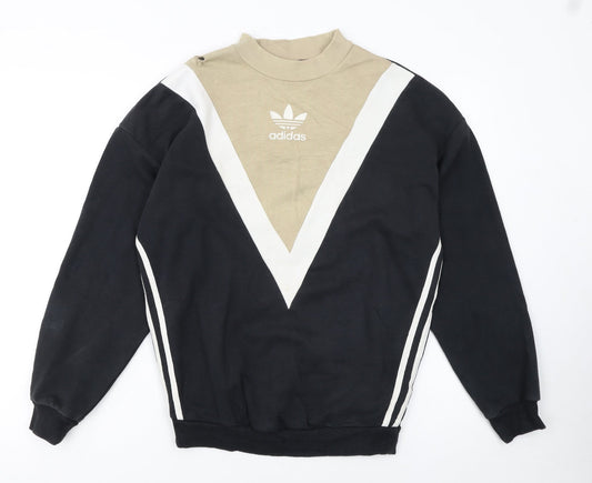 Adidas Women's Beige Retro Sweatshirt Size 8 Pullover Crew Logo