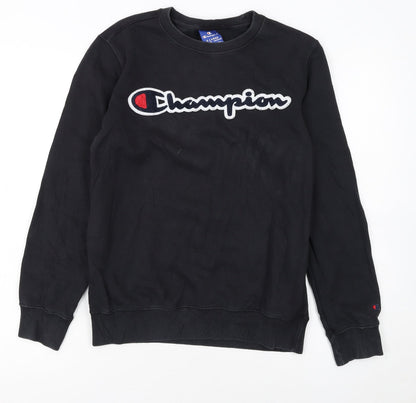 Champion Boys Black XL Pullover Sweatshirt Long Sleeve Logo Crew Neck