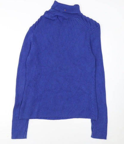 Tommy Hilfiger Women Blue Roll Neck Cotton Jumper XL