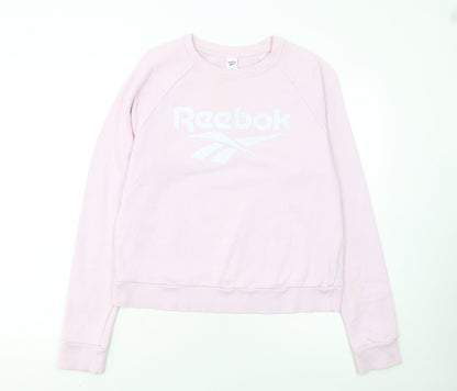 Reebok Womens Pink Crew Neck Pullover Sweatshirt Size M Casual Logo