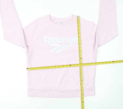 Reebok Womens Pink Crew Neck Pullover Sweatshirt Size M Casual Logo
