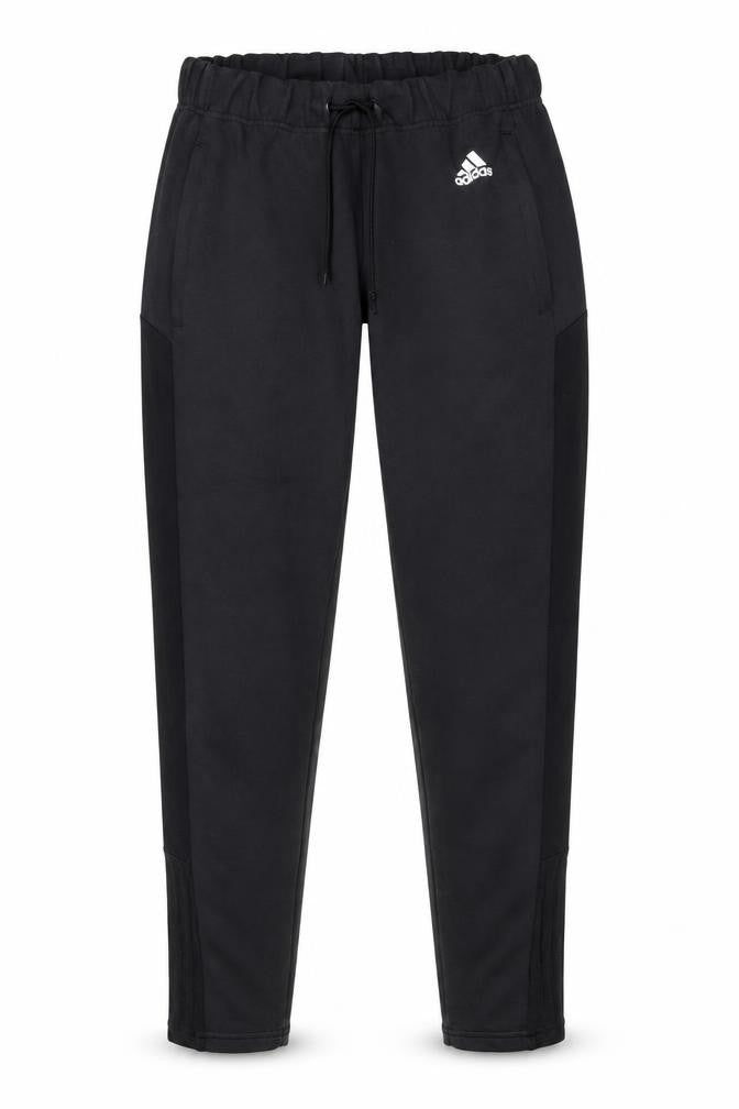 Front view of Adidas women’s black jogger trousers, size S, regular fit