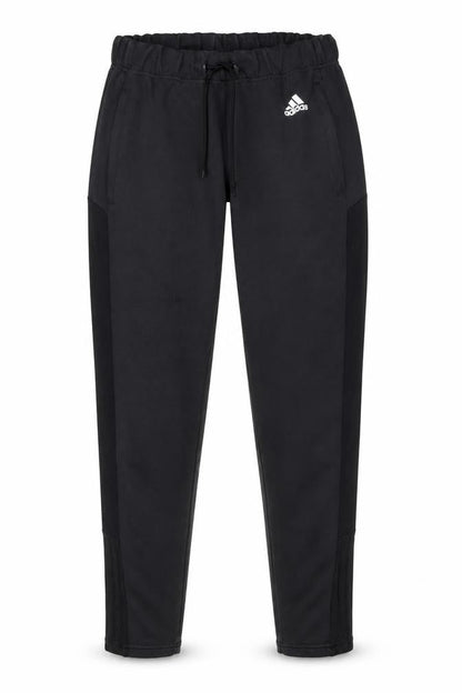 Front view of Adidas women’s black jogger trousers, size S, regular fit