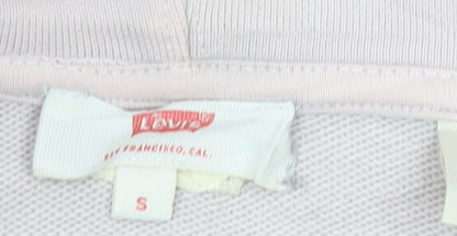 Levi's Women Beige Small Pullover Hoodie Logo Cotton Casual