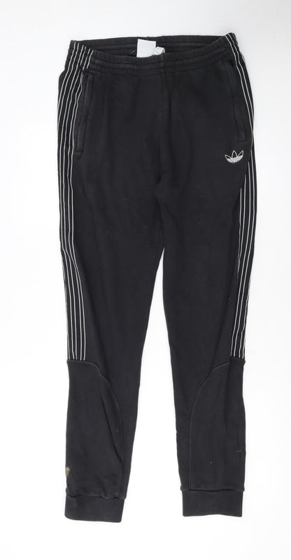 Adidas Men's Black Jogger Sweatpants M Regular Fit Striped Logo