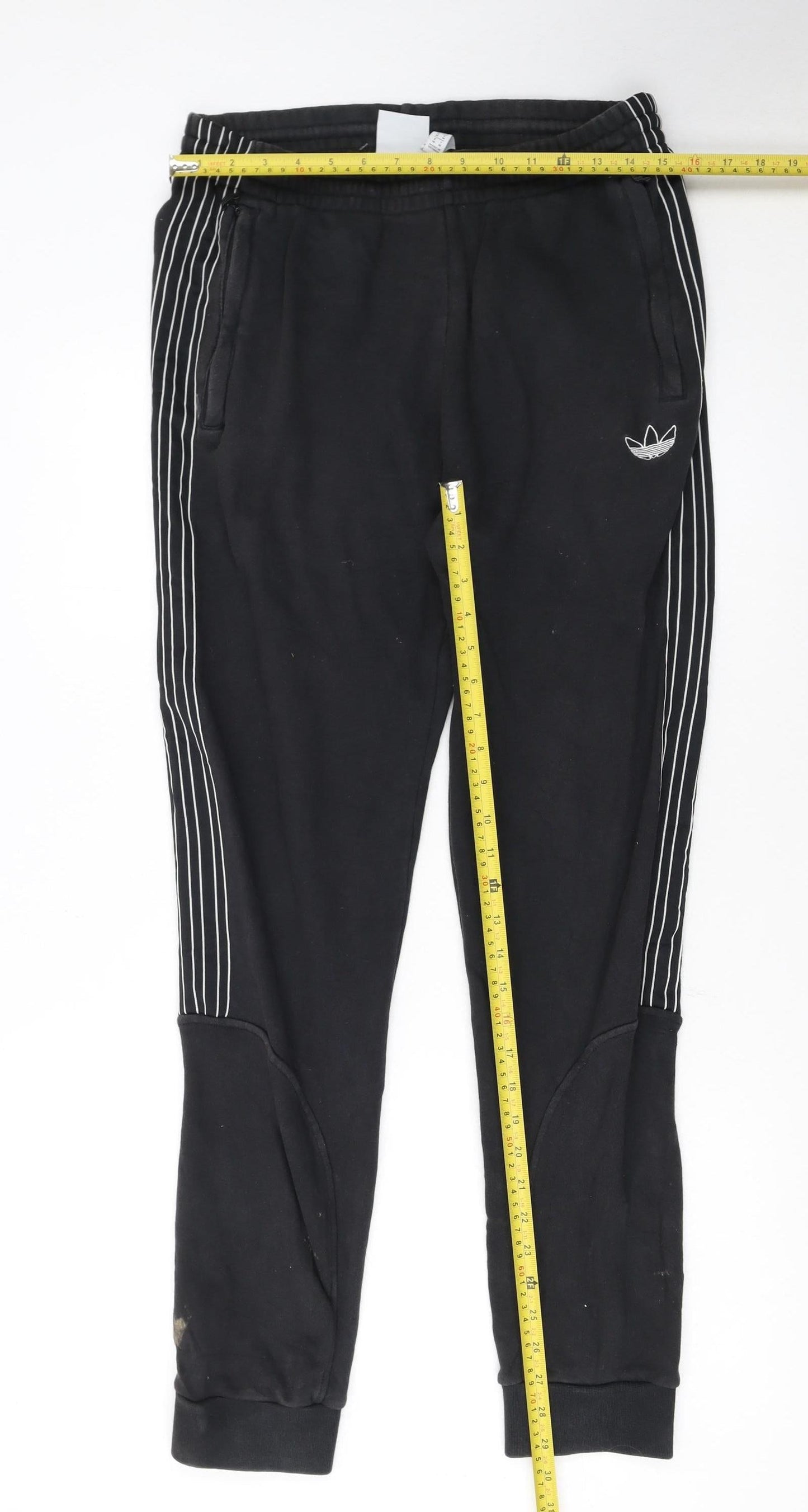 Adidas Men's Black Jogger Sweatpants M Regular Fit Striped Logo