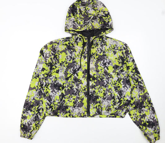 New Look Sport Womens Multicoloured Camo Hooded Windbreaker Jacket L