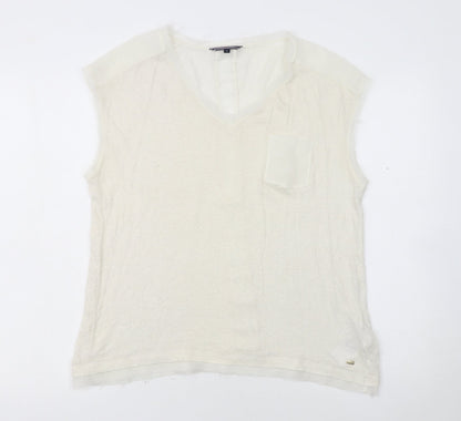Tommy Hilfiger Women Ivory XL Sleeveless V-Neck Tank Top