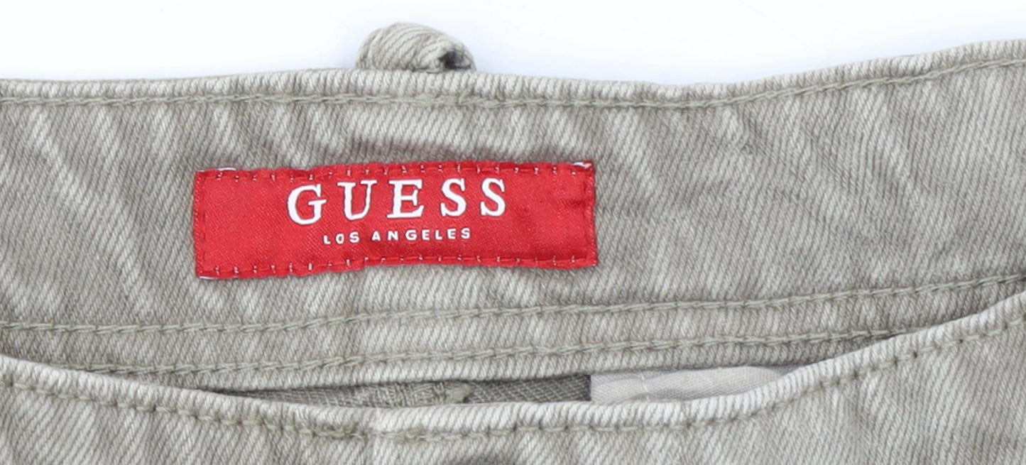 Guess Men Beige Cargo Shorts Size 33 Regular Fit Cotton Pockets