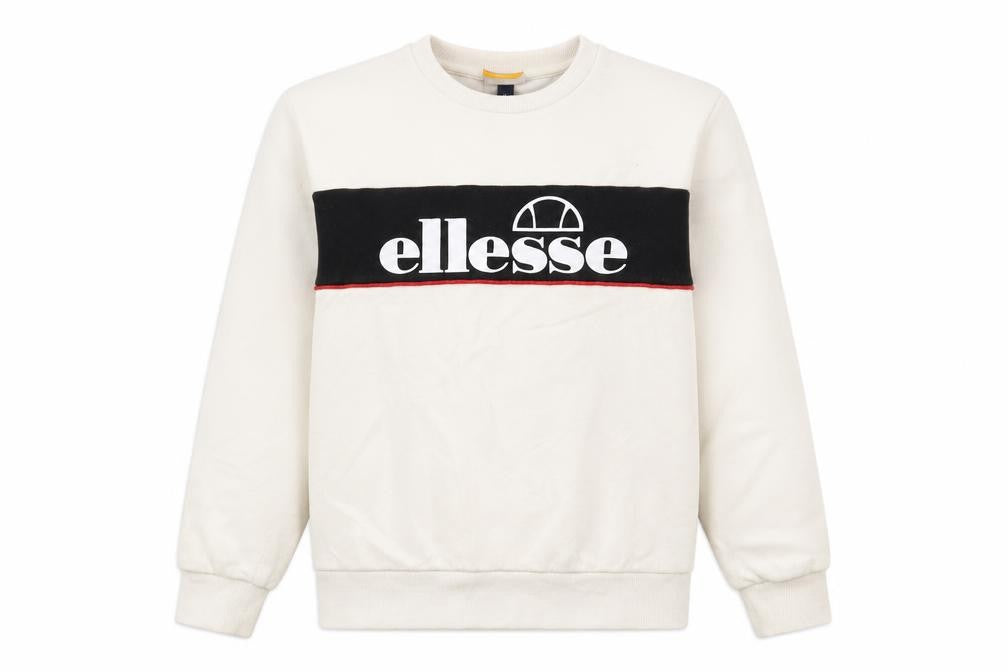 Ellesse Boys White Pullover Sweatshirt 12-13 Years Regular Fit Logo Print