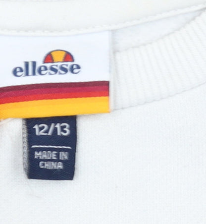 Ellesse Boys White Pullover Sweatshirt 12-13 Years Regular Fit Logo Print