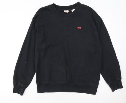 Levi’s Men’s Black Cotton Pullover Sweatshirt S Crew Neck Logo