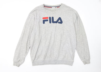 FILA Men's Grey Crew Neck Logo Sweatshirt Size M