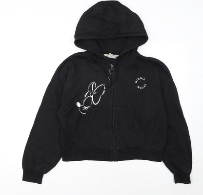 Disney Minnie Mouse Black Full Zip Hoodie Womens M 12/14