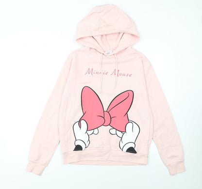 Disney Womens Minnie Mouse Pink Pullover Hoodie 2XS