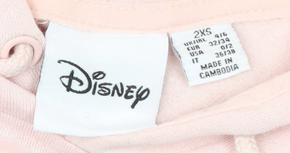 Disney Womens Minnie Mouse Pink Pullover Hoodie 2XS