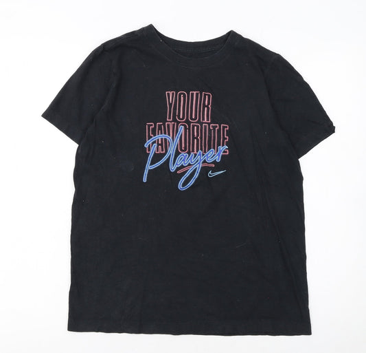 Nike Boys Black XL Graphic T-Shirt Crew Neck Short Sleeve Sports Tee