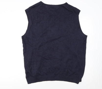 Tommy Hilfiger Men's Blue Cotton Cashmere V-Neck Vest 2XL