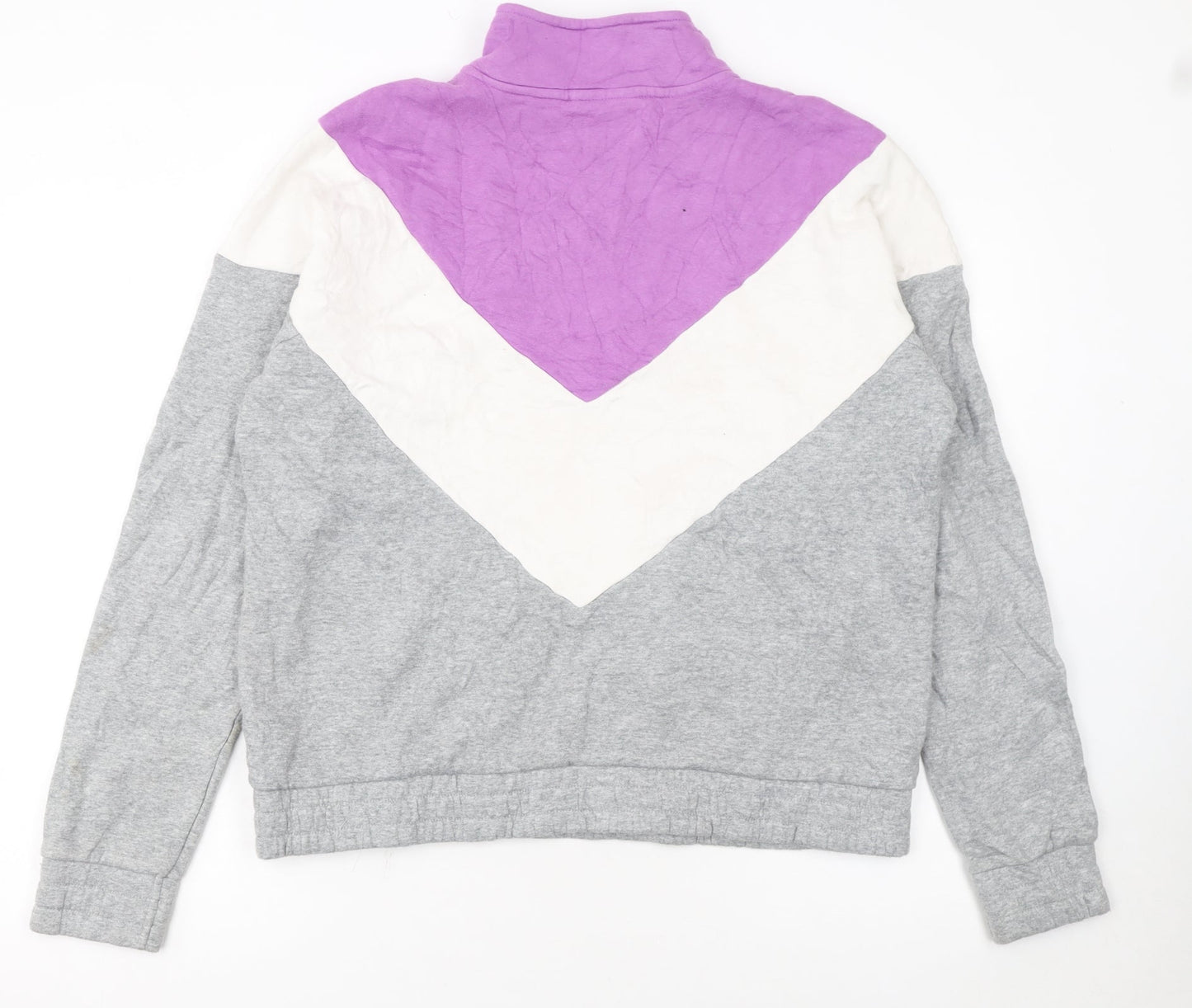 FILA Womens Grey Purple Colourblock 1/4 Zip Sweatshirt XL