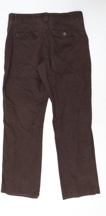 Lee Women Brown Sinfully Soft Cotton Blend Chino Trousers Size 12 Short