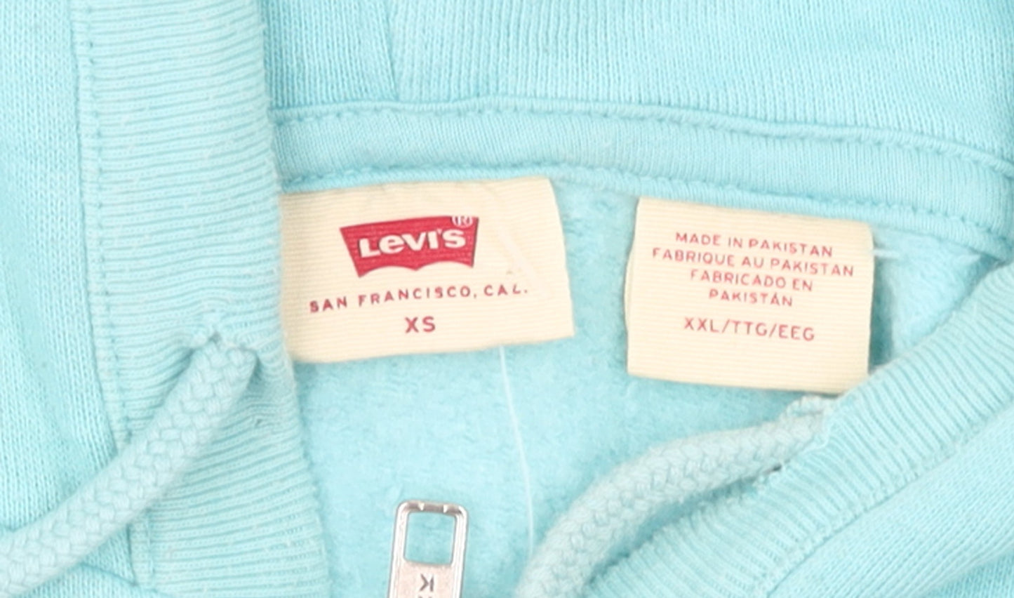 Levi's Women Blue Full Zip Hoodie XS Cotton Casual