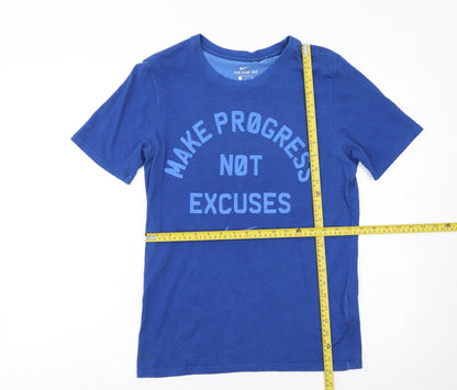 Nike Men's Blue Dri-Fit Athletic Fit Motivational Sports T-Shirt Size S