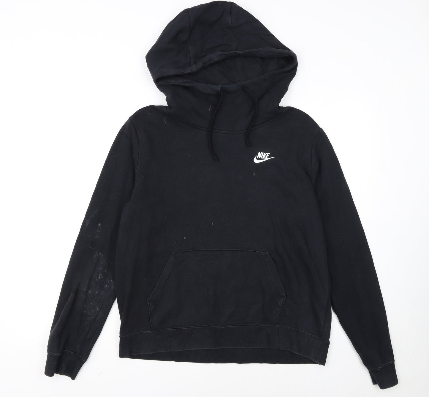 Nike Women Black Pullover Hoodie M Logo Casual Hooded Sweatshirt