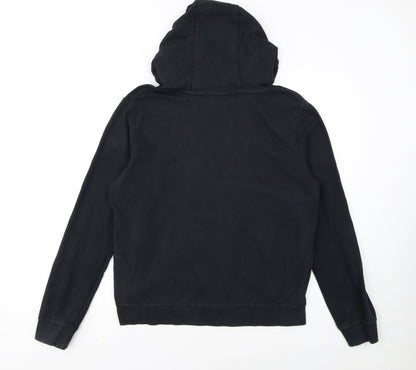 Nike Women Black Pullover Hoodie M Logo Casual Hooded Sweatshirt