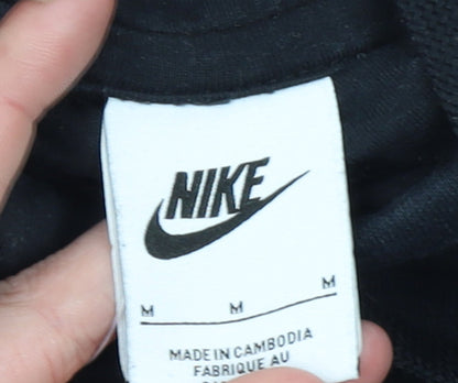 Nike Women Black Pullover Hoodie M Logo Casual Hooded Sweatshirt