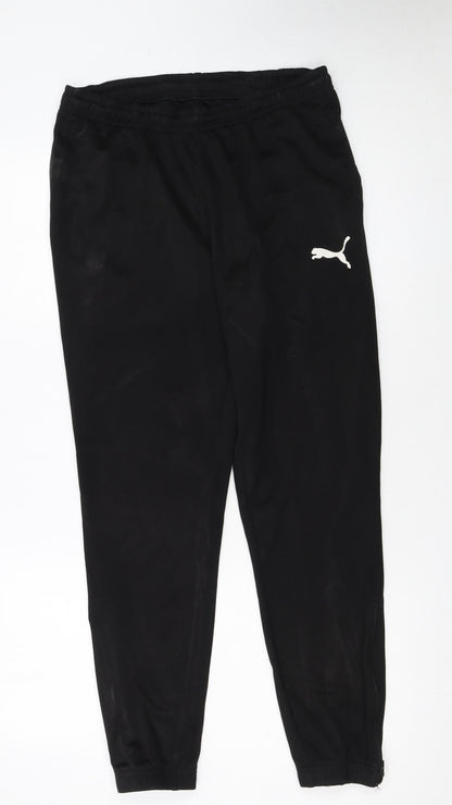 Puma Boys Black Jogger Trousers M Elastic Waist Activewear