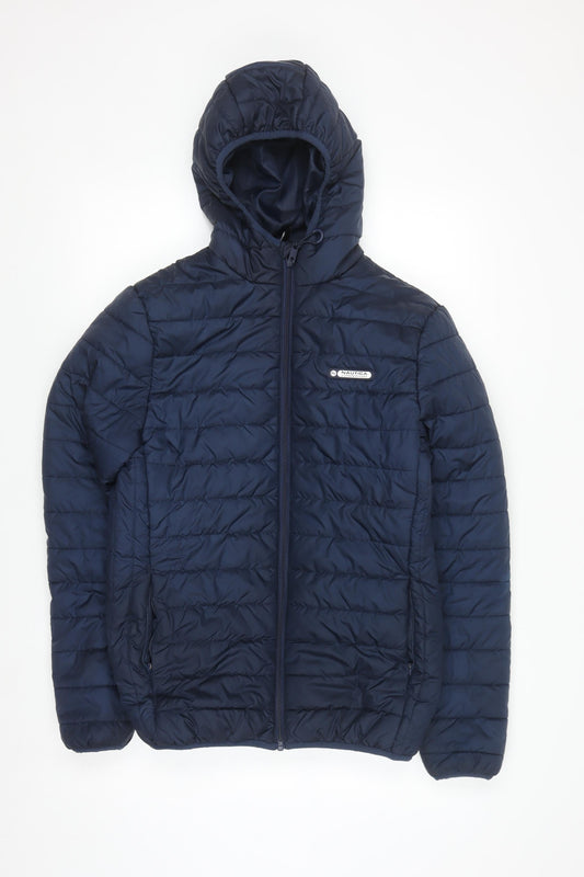 Nautica Men’s Blue Puffer Jacket S Hooded Quilted Winter Coat