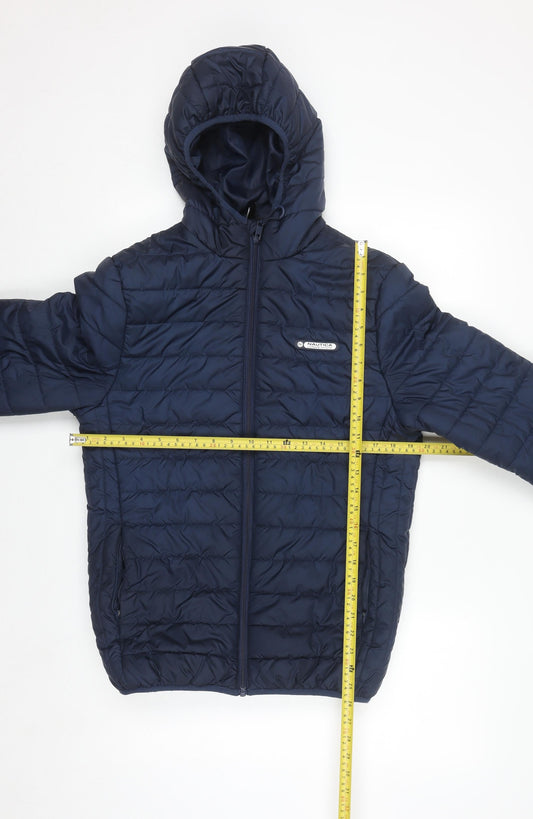Nautica Men’s Blue Puffer Jacket S Hooded Quilted Winter Coat