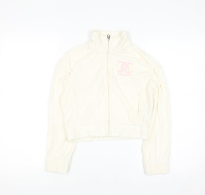 Juicy Couture Girls Ivory Full Zip Fleece Hoodie 9-10 Years