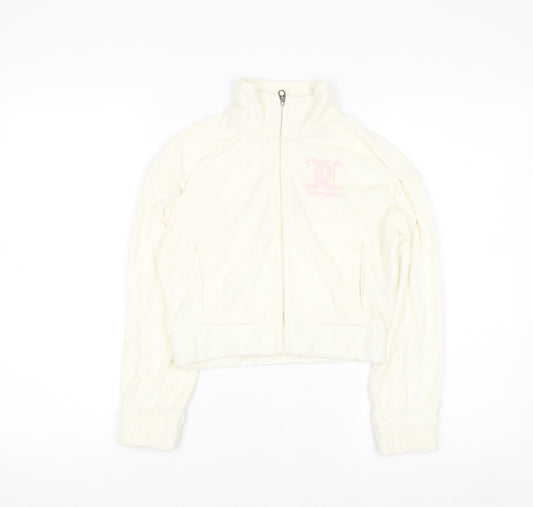 Juicy Couture Girls Ivory Full Zip Fleece Hoodie 9-10 Years