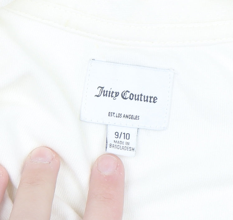 Juicy Couture Girls Ivory Full Zip Fleece Hoodie 9-10 Years