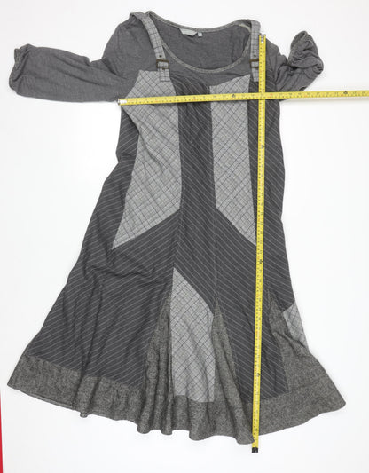 Marks and Spencer Per Una Grey Midi Pinafore Dress Size 16 Women