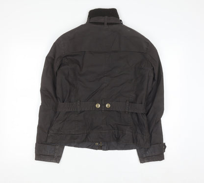 MNG Womens Black Belted Casual Jacket XL Cotton Lined Winter Coat