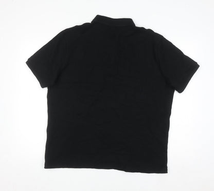Marks and Spencer Men's Black Cotton Polo Shirt XL Regular Fit