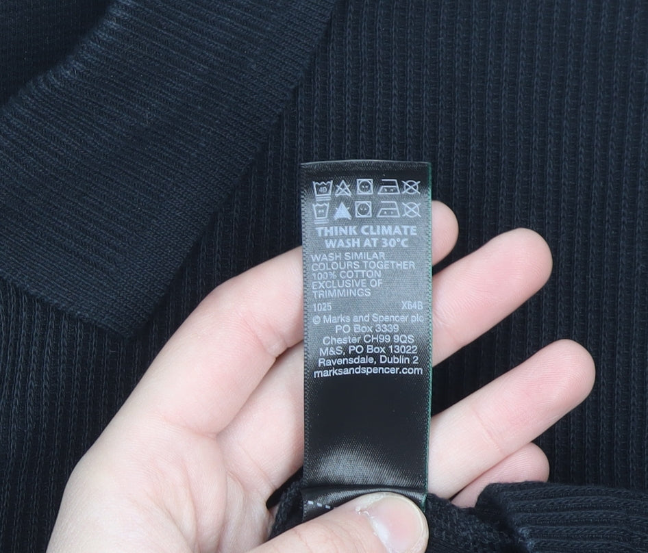 Marks and Spencer Men's Black Cotton Polo Shirt XL Regular Fit
