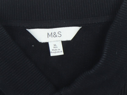Marks and Spencer Men's Black Cotton Polo Shirt XL Regular Fit