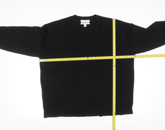 Marks and Spencer Men's Black L Merino Wool V-Neck Jumper