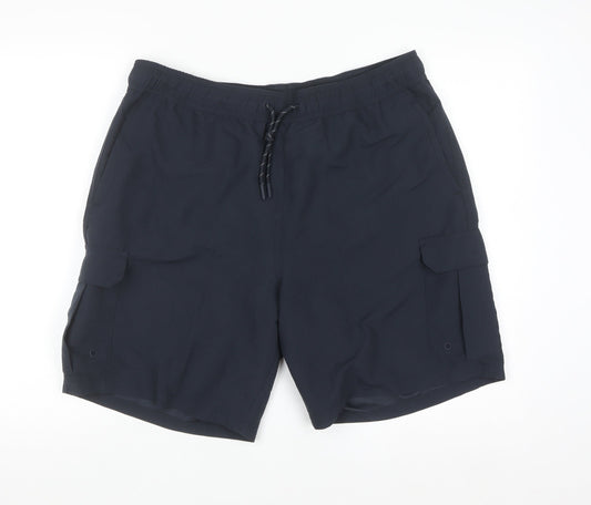 Marks and Spencer Men's Blue Cargo Shorts L 36in Quick Dry