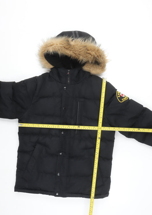 Zavetti Canada Men’s Black L Puffer Jacket Hooded Insulated Winter Coat