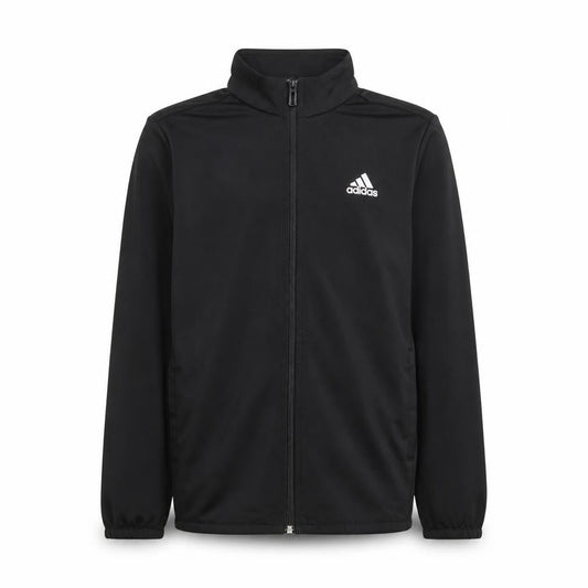 Front view of Adidas boys’ black 7-8 years track jacket full zip lightweight activewear