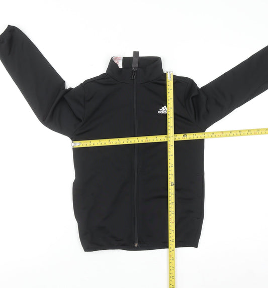 Adidas Boys Black 7-8 Years Track Jacket Full Zip Lightweight Activewear