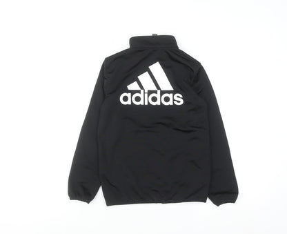 Adidas Boys Black 7-8 Years Track Jacket Full Zip Lightweight Activewear