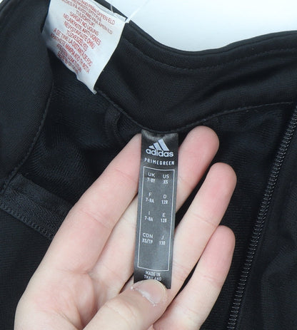 Adidas Boys Black 7-8 Years Track Jacket Full Zip Lightweight Activewear